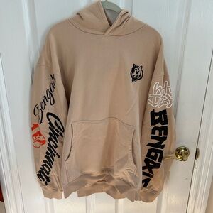 Men's Beige Graphic Hoodie